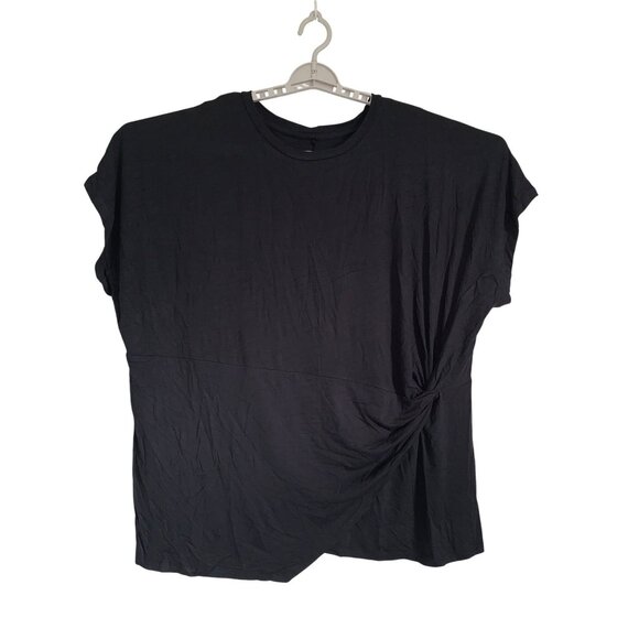 Ava & Viv Womens Black Short Sleeve Twist Front Tee Casual Top Plus Size 2X - Picture 2 of 10